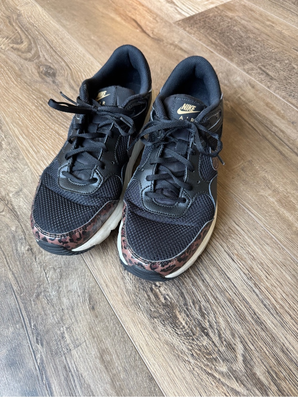 Nike Air Black Lace-Up Sneakers with Leopard Detail
